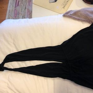 Open back, deep V romper